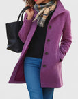 Women's khaki lightweight tailored coat with classic cut