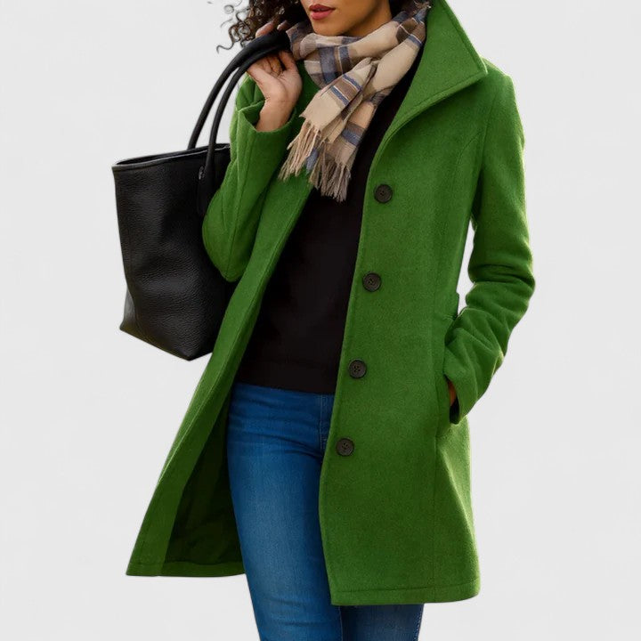 Women's khaki lightweight tailored coat with classic cut