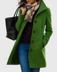 Women's khaki lightweight tailored coat with classic cut