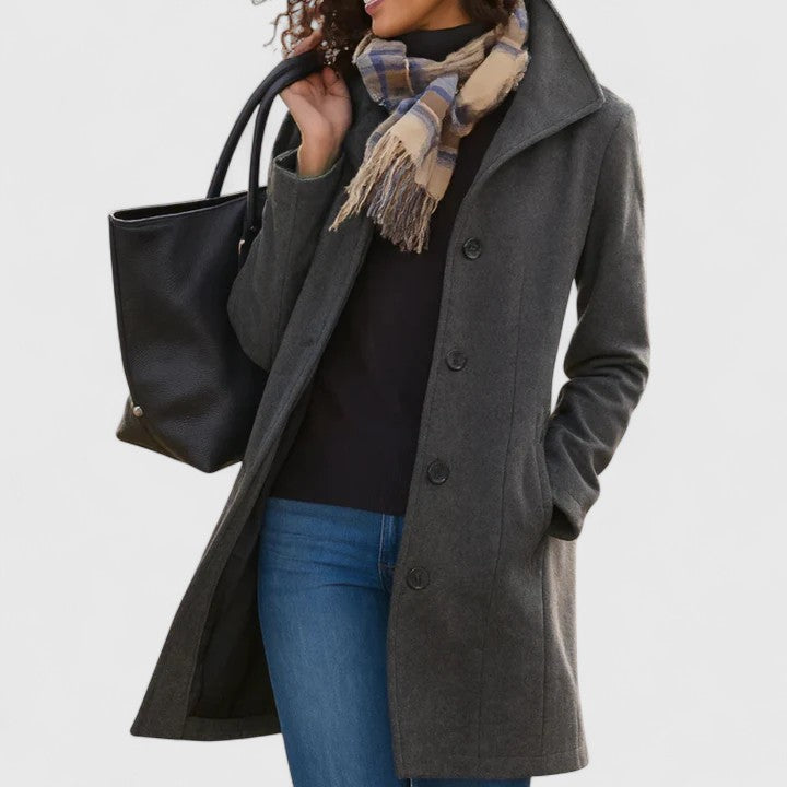 Women's khaki lightweight tailored coat with classic cut
