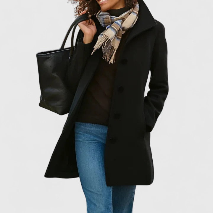 Women's khaki lightweight tailored coat with classic cut