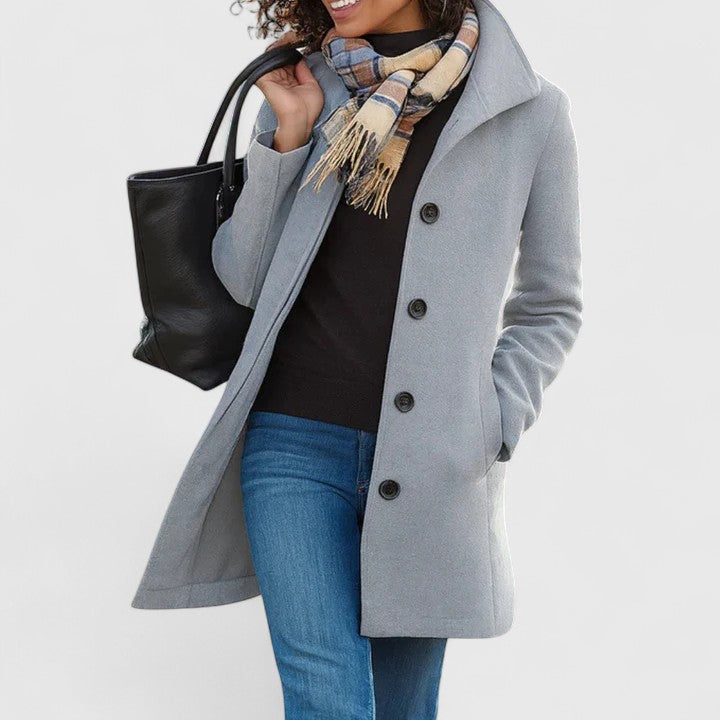 Women's khaki lightweight tailored coat with classic cut