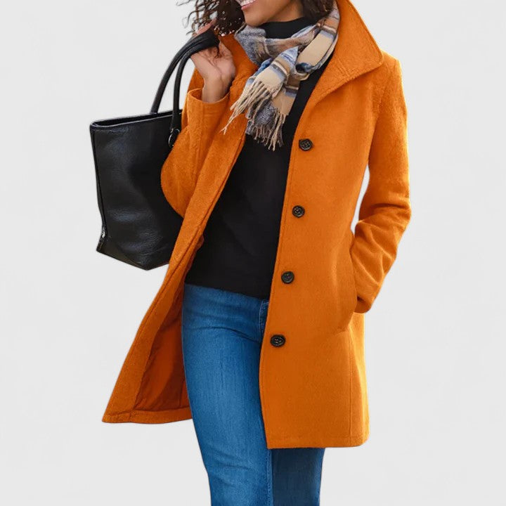 Women's khaki lightweight tailored coat with classic cut