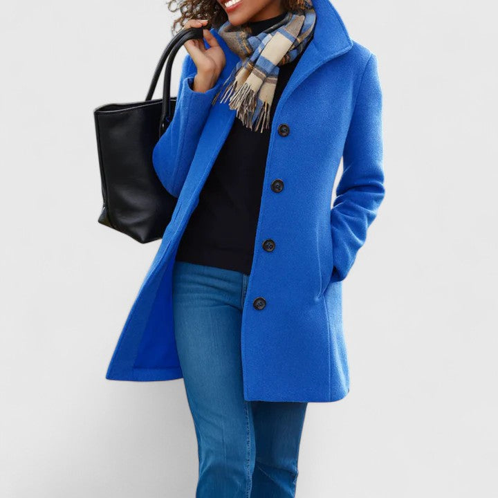 Women's khaki lightweight tailored coat with classic cut