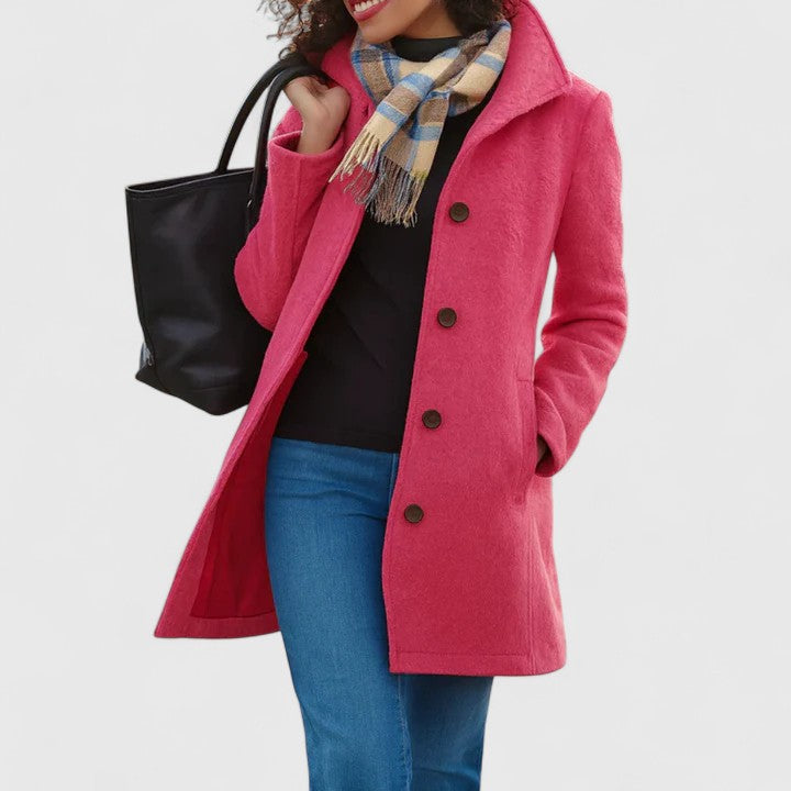 Women's khaki lightweight tailored coat with classic cut