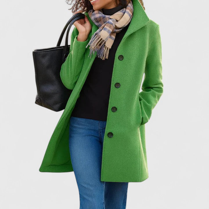 Women's khaki lightweight tailored coat with classic cut