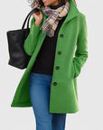 Women's khaki lightweight tailored coat with classic cut