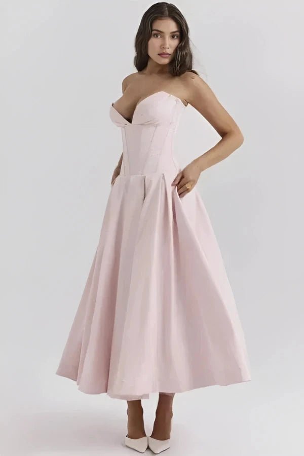 Sculpted Bodice A-Line Dress With Voluminous Skirt 10