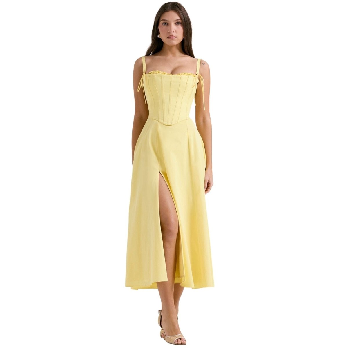 Sculpted Bodice A-Line Dress With Voluminous Skirt 11