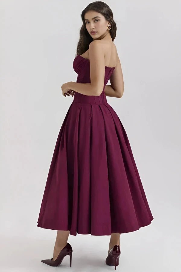 Sculpted Bodice A-Line Dress With Voluminous Skirt 12