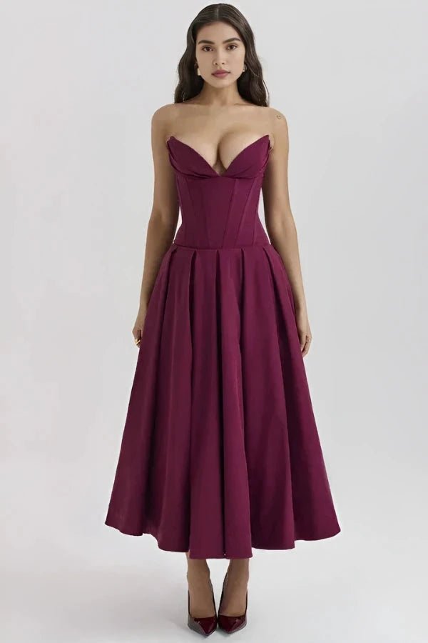 Sculpted Bodice A-Line Dress With Voluminous Skirt 7