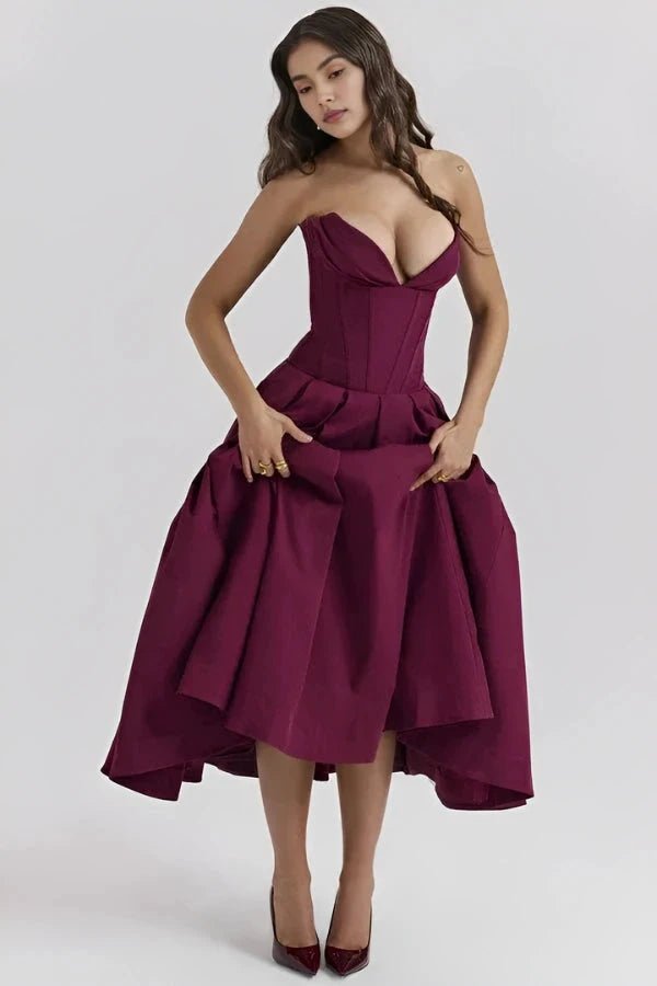 Sculpted Bodice A-Line Dress With Voluminous Skirt 8