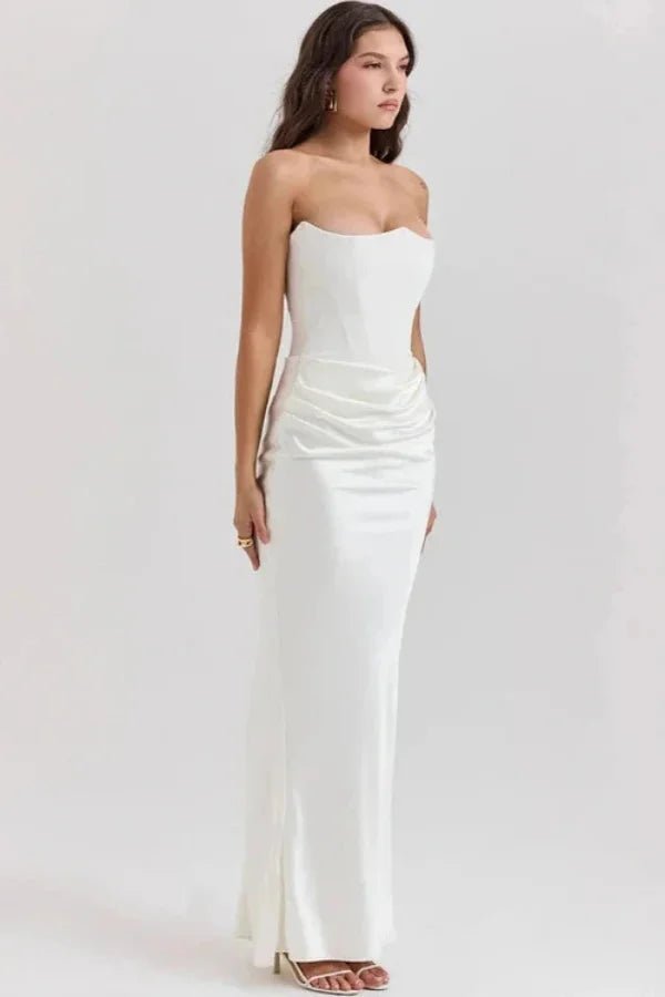 Sculpted Corset Satin Evening Gown 7