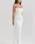 Sculpted Corset Satin Evening Gown 7