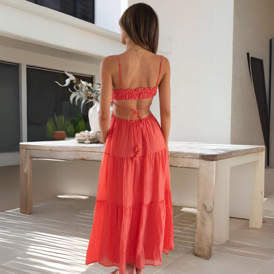 Women’s red women's strapless maxi dress