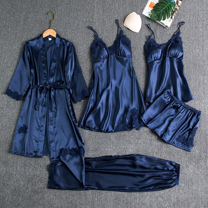 Women’s blue women's satin pyjama set