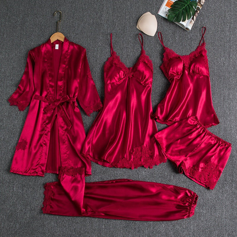 Women’s blue women's satin pyjama set