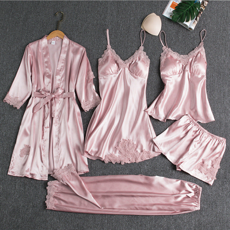 Women’s blue women's satin pyjama set