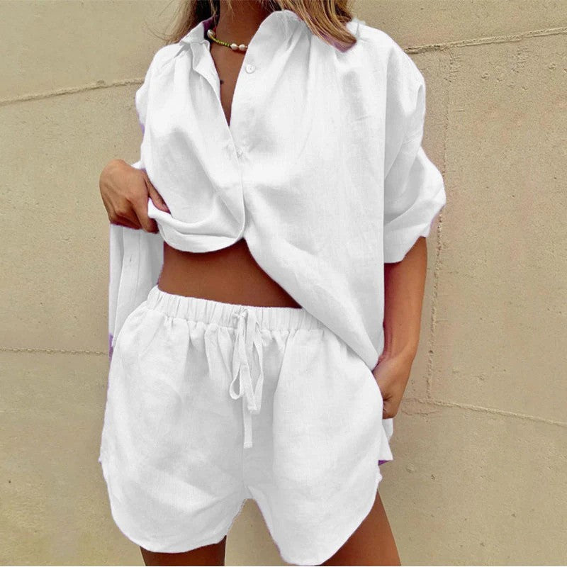 Women’s green women's linen two piece set