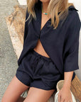 Women’s green women's linen two piece set