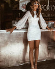Sequin Mini Dress With Statement Sleeves For Evening Events 0