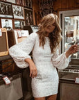 Sequin Mini Dress With Statement Sleeves For Evening Events 1