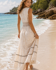 Women’s white women's boho lace maxi dress v-neck