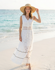 Women’s women's boho lace maxi dress v-neck