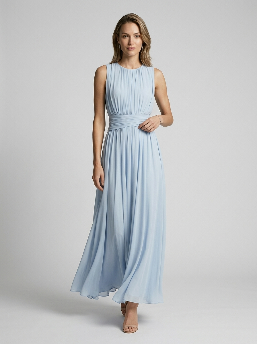 Women’s light blue women's chiffon maxi dress wedding guest
