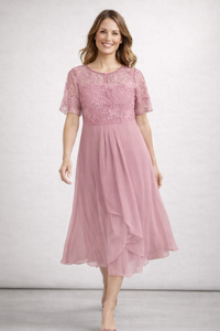 Runa | Women's Lace Chiffon Midi Dress