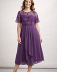 Women’s pink women's lace chiffon midi dress