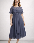 Women’s pink women's lace chiffon midi dress