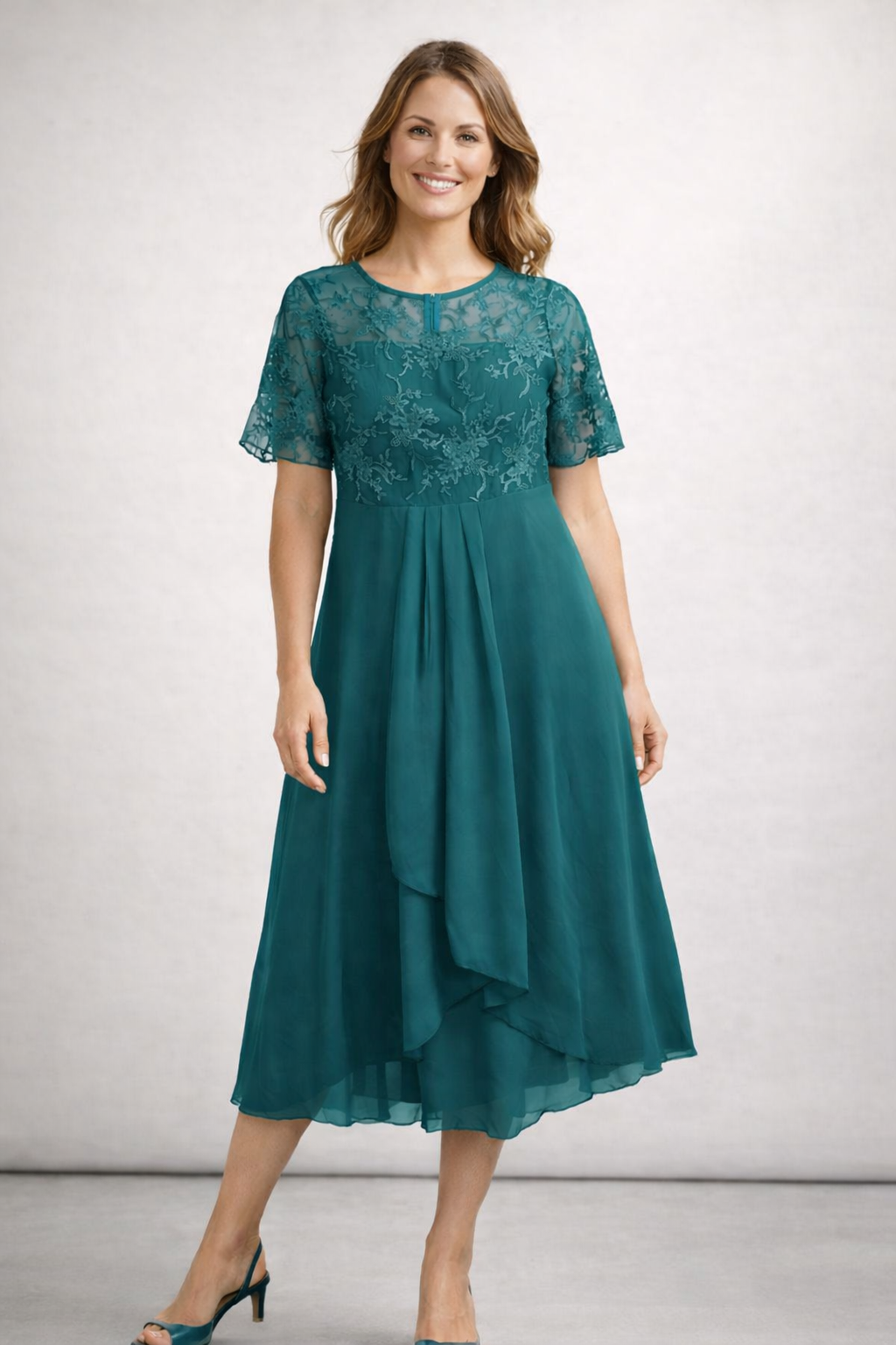 Women’s women's lace chiffon midi dress