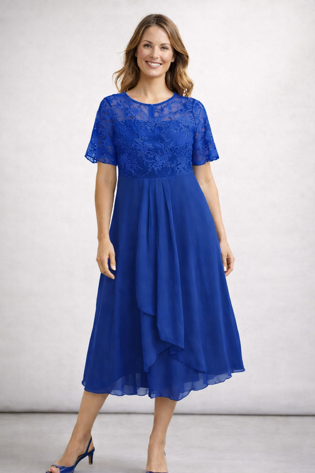 Women’s women's lace chiffon midi dress