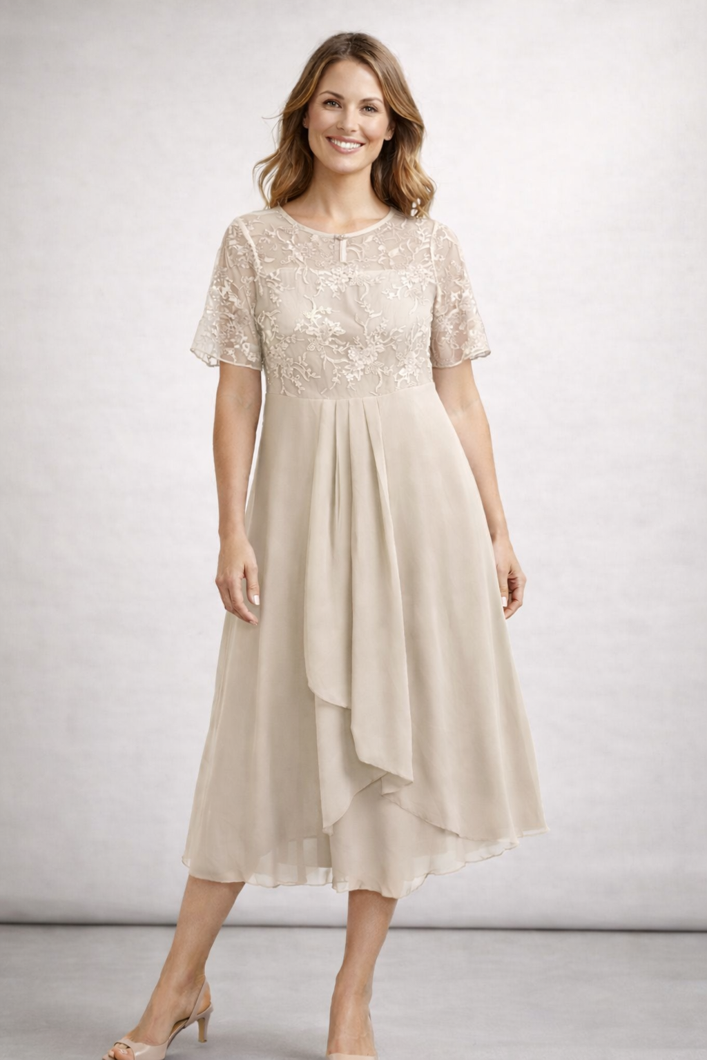 Women’s women's lace chiffon midi dress