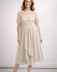 Women’s women's lace chiffon midi dress