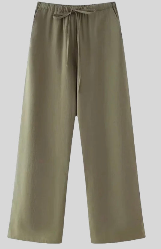 Women’s khaki women's linen two piece set