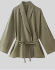 Women’s khaki women's linen two piece set