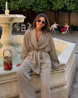 Women’s khaki women's linen two piece set