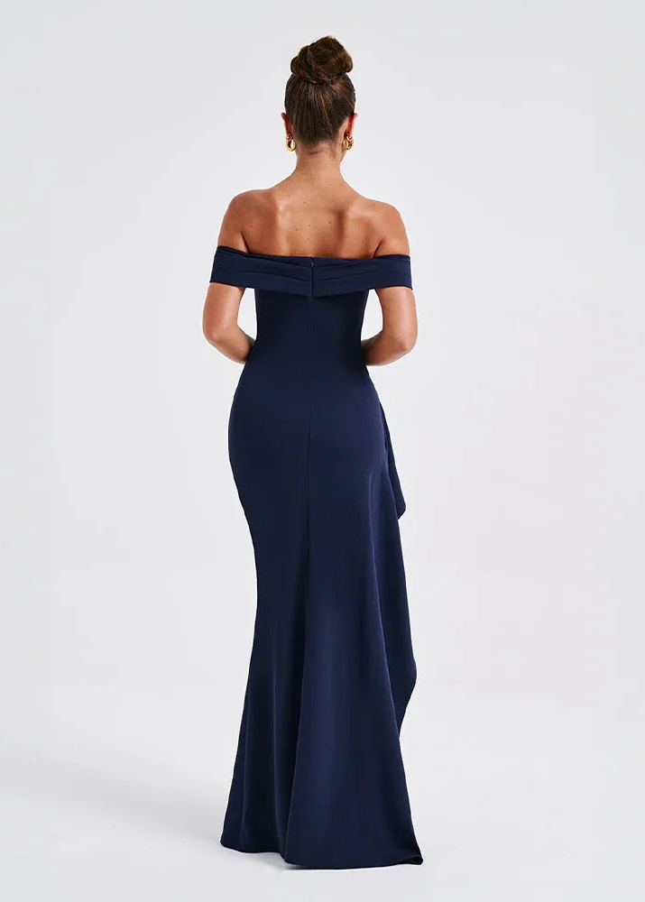 Women’s pink women's off-shoulder maxi dress slit