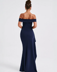 Women’s pink women's off-shoulder maxi dress slit