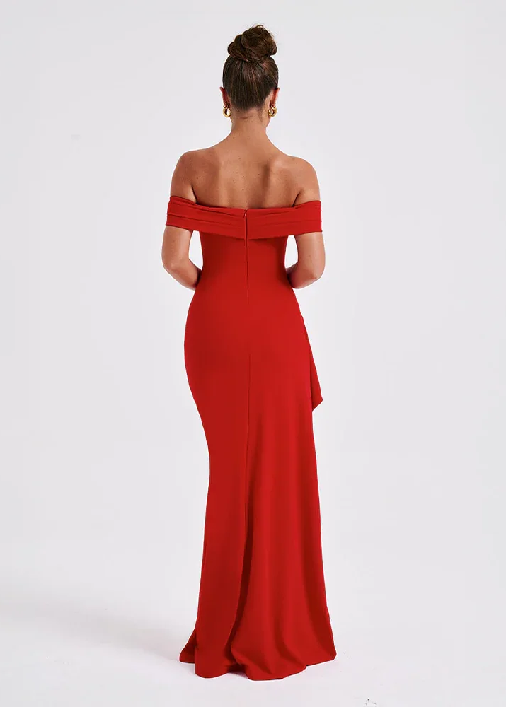 Women’s women's off-shoulder maxi dress slit