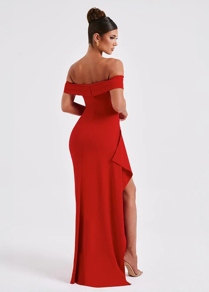 Women’s women's off-shoulder maxi dress slit