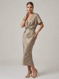 Milou | Women's Printed Midi Dress V-Neck