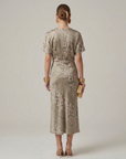 Women’s women's printed midi dress v-neck