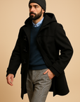 Men's long coat tailored zip front in green