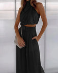 Women’s champagne women's satin two piece set