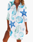 Shirt Dress for Women Long Sleeve Button Placket Knee-Length Loose Fit 1