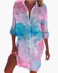 Shirt Dress for Women Long Sleeve Button Placket Knee-Length Loose Fit 3