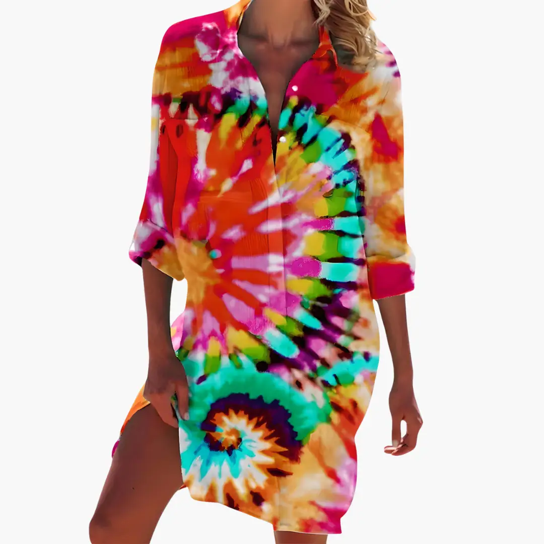 Shirt Dress for Women Long Sleeve Button Placket Knee-Length Loose Fit 7